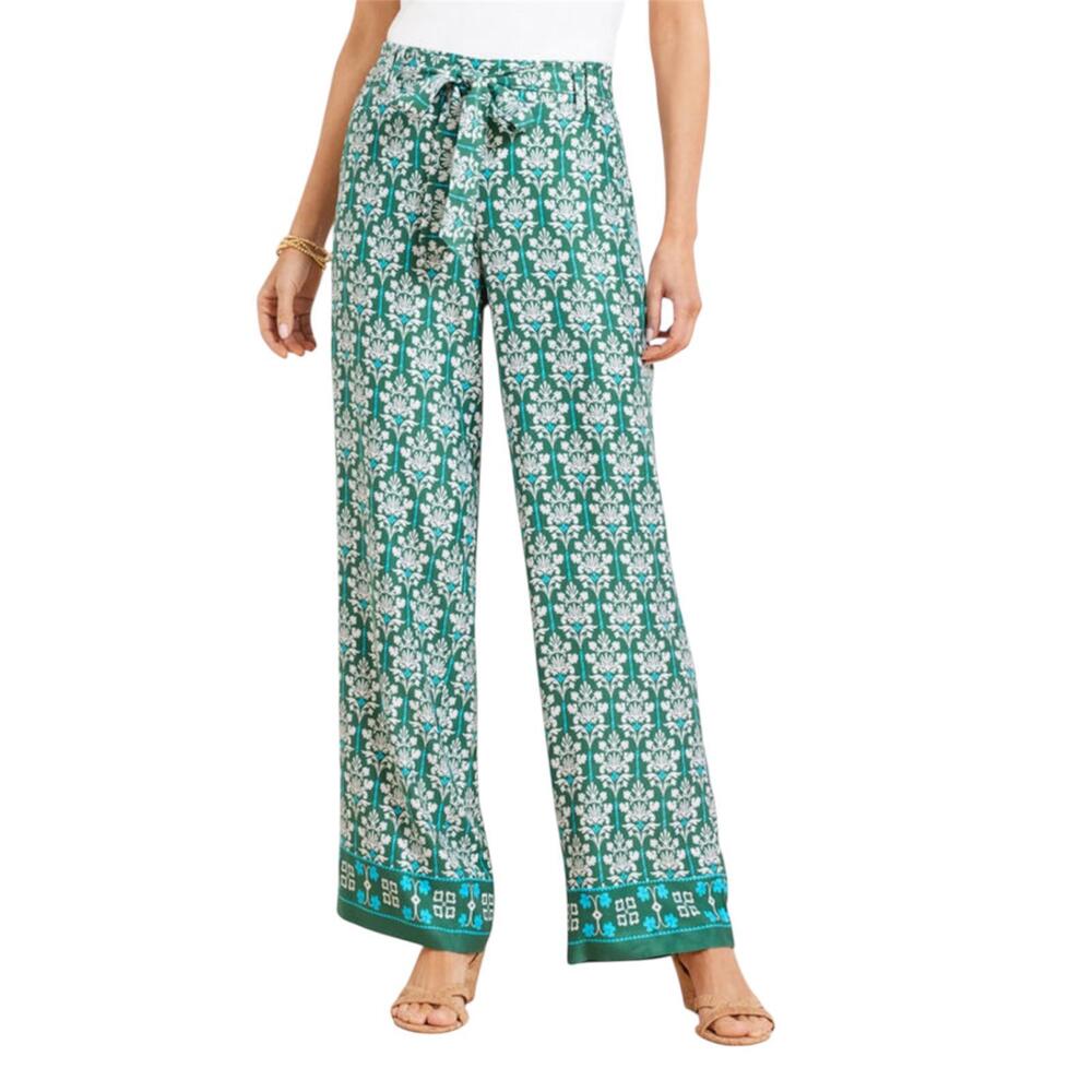 Talbots Damask Bouquet Wide Leg Palazzo Pants Size XS